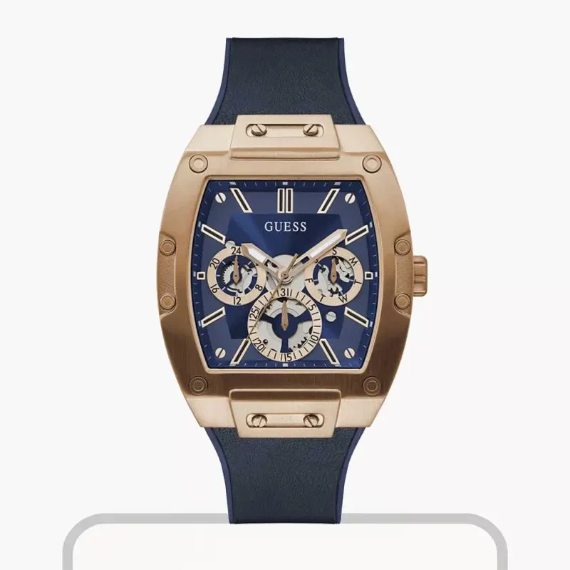 Guess Phoenix Multi-function Blue Dial Rose Gold-tone Men’s Watch- GW0202G4